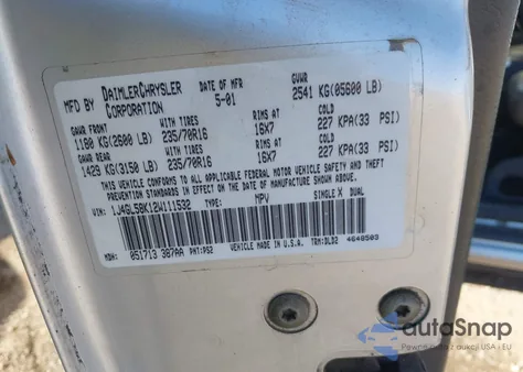 2002 Jeep Liberty Limited Edition z USA, uszkodzony, nr VIN 1J4GL58K12W111532